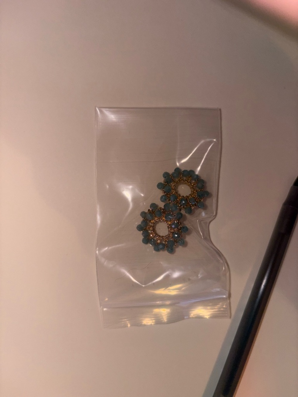 Gold Tone Turquoise Floral Cluster Stud Earrings - Women Jewelry